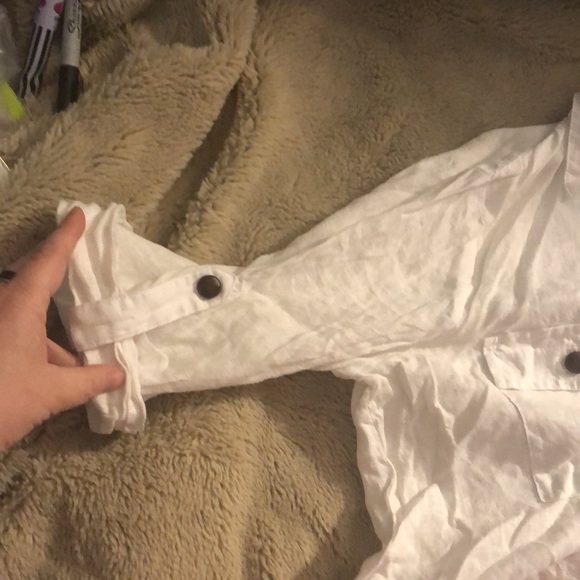 🎉4 for $20 I.N.C. White Linen Button Down, size medium - Picture 3 of 5
